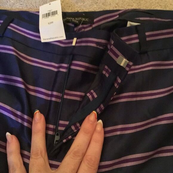NWT New Women's Banana Republic Blue Purple Ryan Fit Dress Pants - Picture 3 of 4